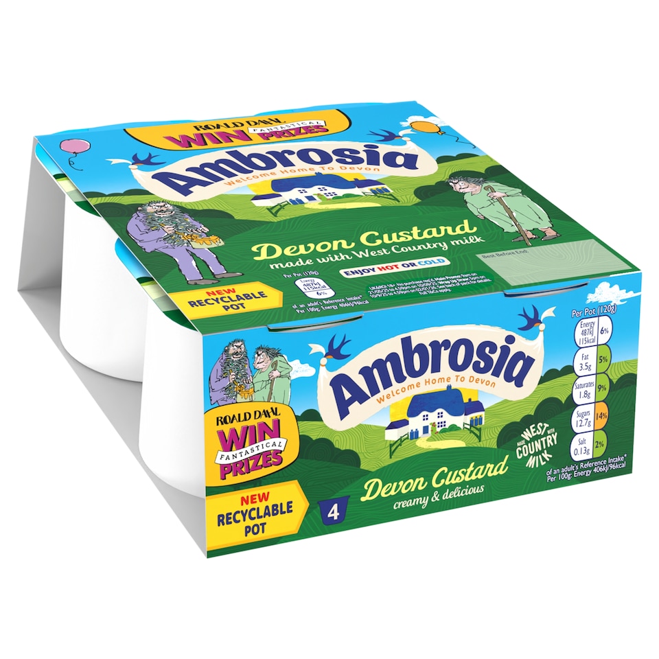 image 1 of Ambrosia Ready To Eat Devon Custard 4 X 120G