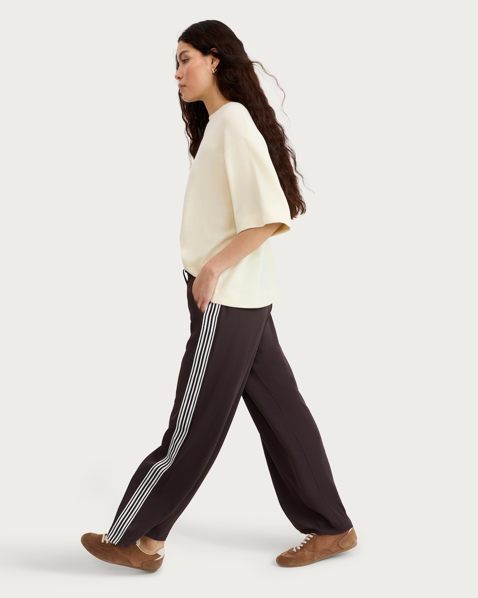 image 1 of F&F Side Stripe Wide Leg Trousers in Chocolate