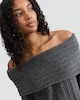 image 1 of F&F Ribbed Knitted Off Shoulder Dress with Wool in Grey