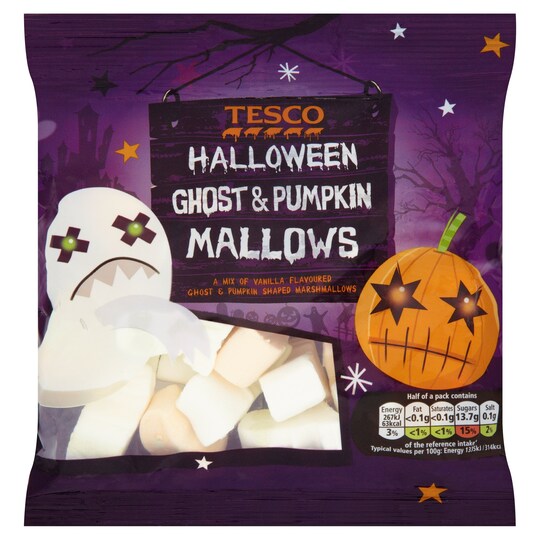 Tesco Ghost and Pumpkin Mallows 40g Tesco Groceries
