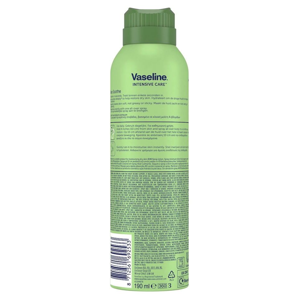 image 1 of Vaseline Aloe Soothe Spray & Go 190ml
