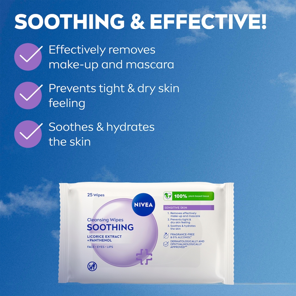 image 1 of NIVEA 3-in-1 Sensitive Cleansing Wipes 25 Pack