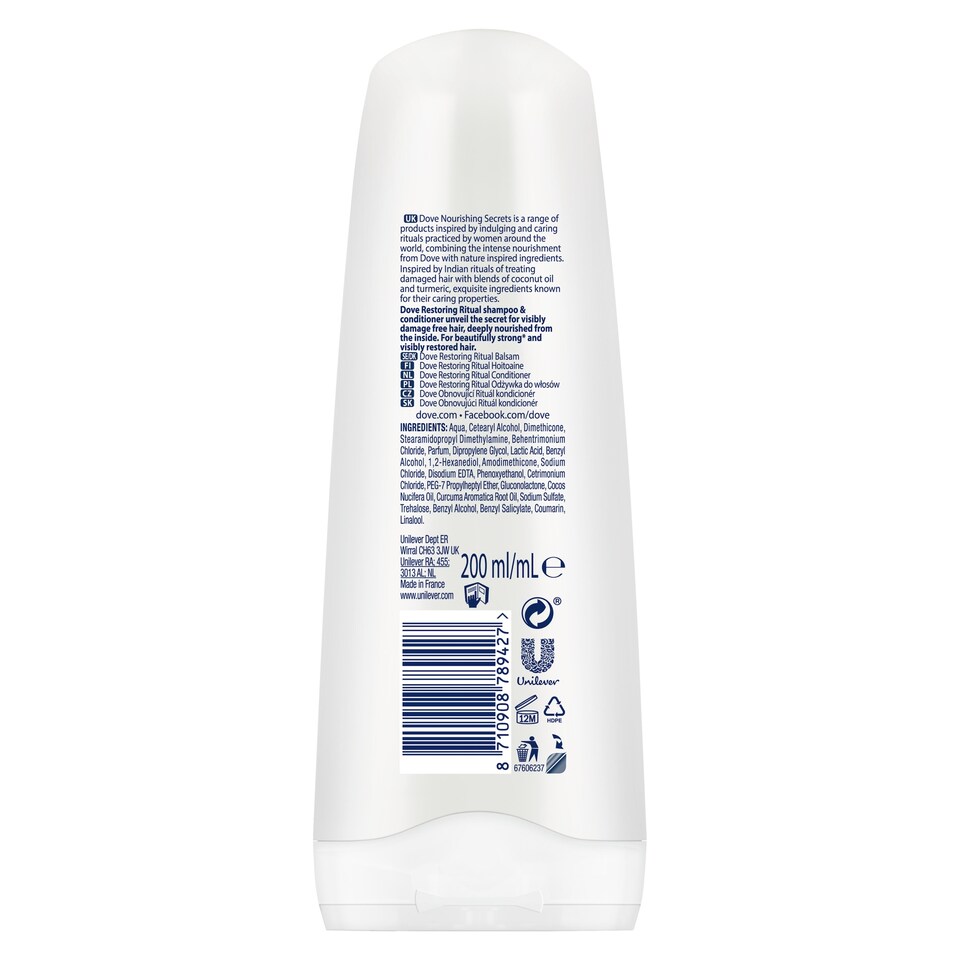 image 1 of Dove Nour Secret Restoring Ritual Conditioner 200m