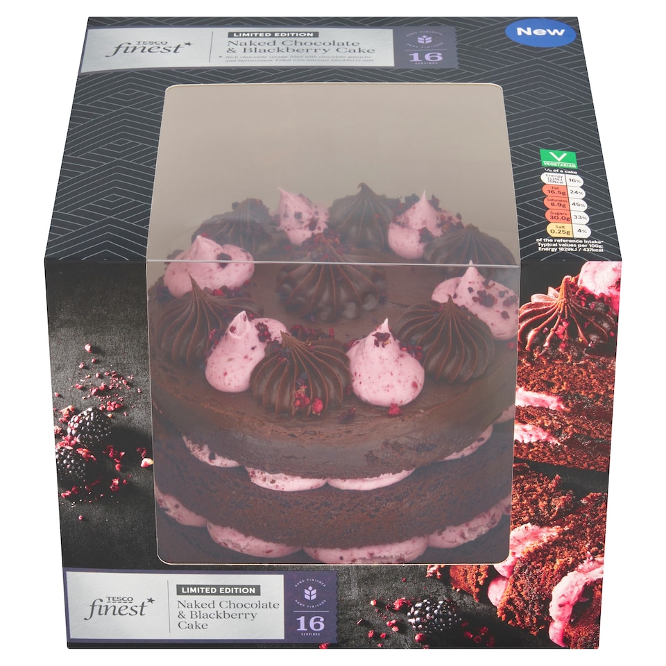 Tesco Finest Naked Chocolate & Blackberry Cake 16 Servings