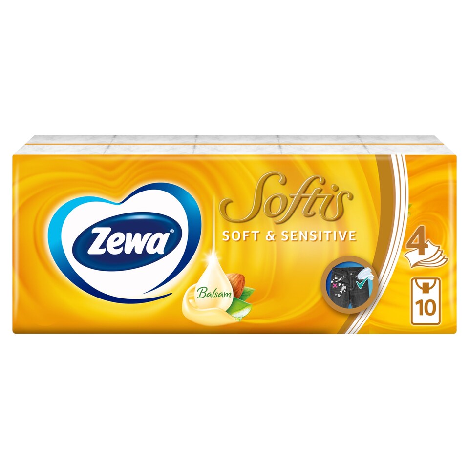 image 1 of Zewa Softis Soft & Sensitive Handkerchiefs 4 Ply 10 x 9 pcs