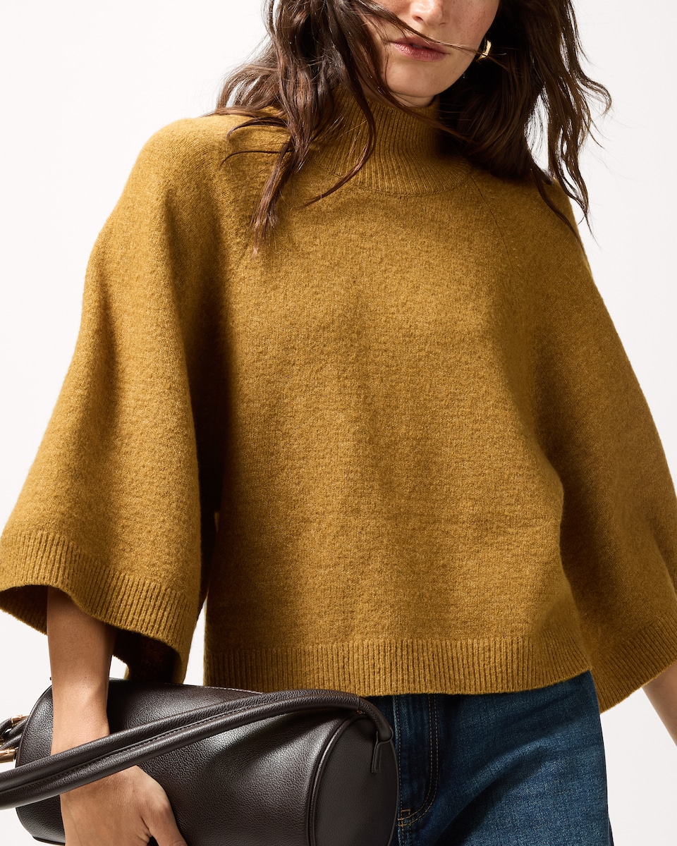 image 1 of F&F Turtle Neck Wide Sleeve Jumper in Amber