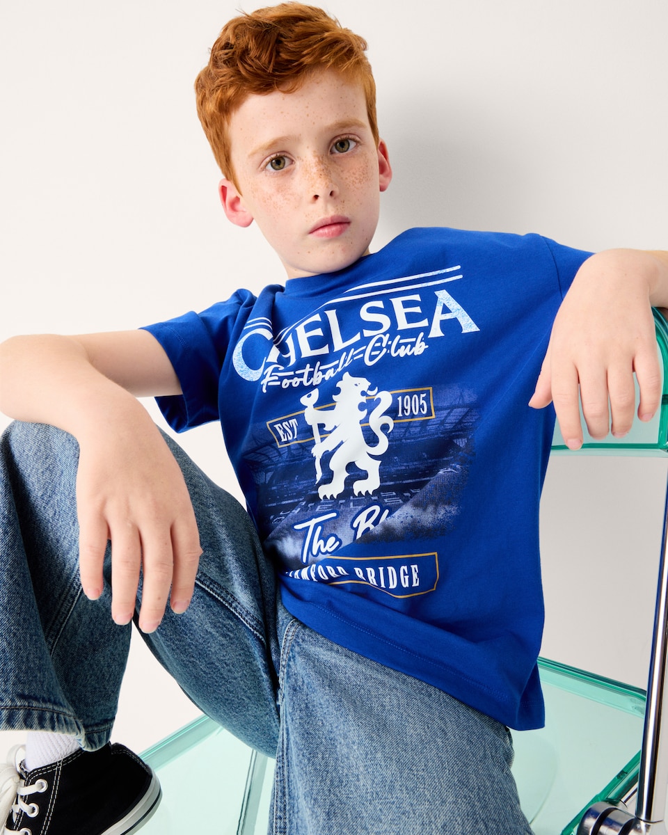 image 1 of Chelsea Football Club Pure Cotton T-Shirt in Blue