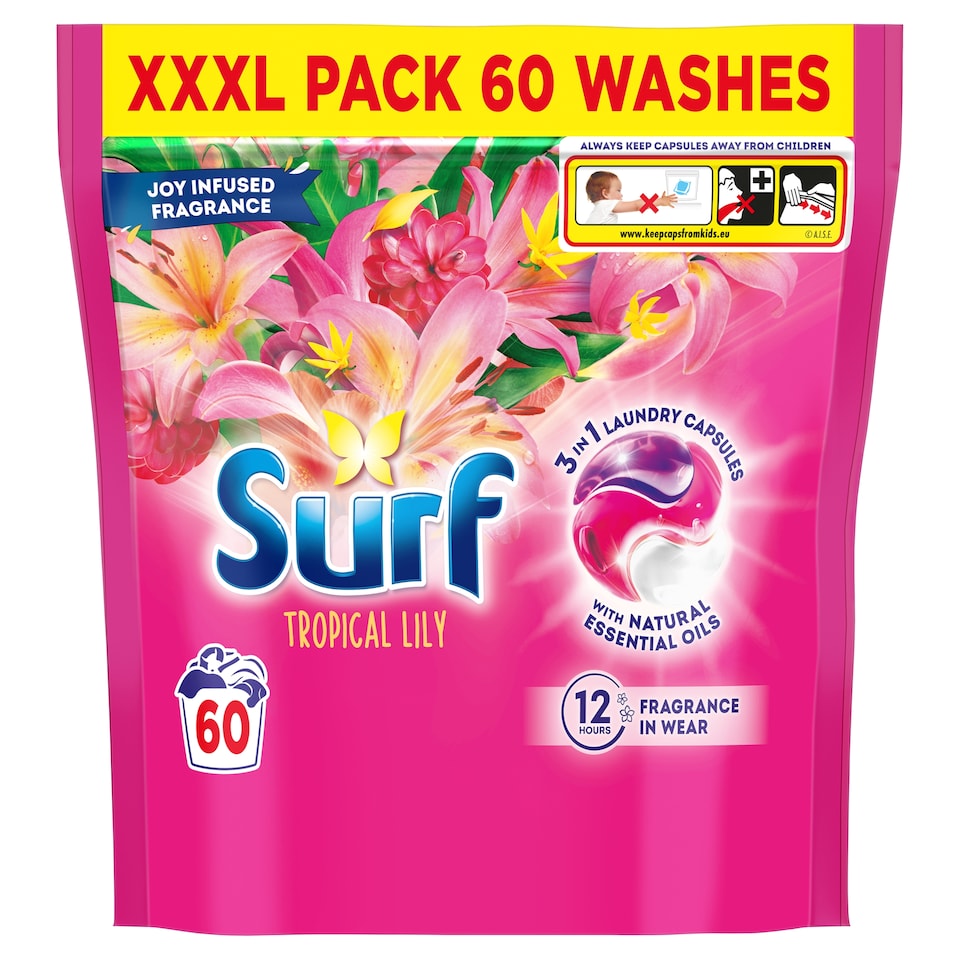 image 1 of Surf Tropical Lily Laundry Washing Capsules 60 Washes 1038g