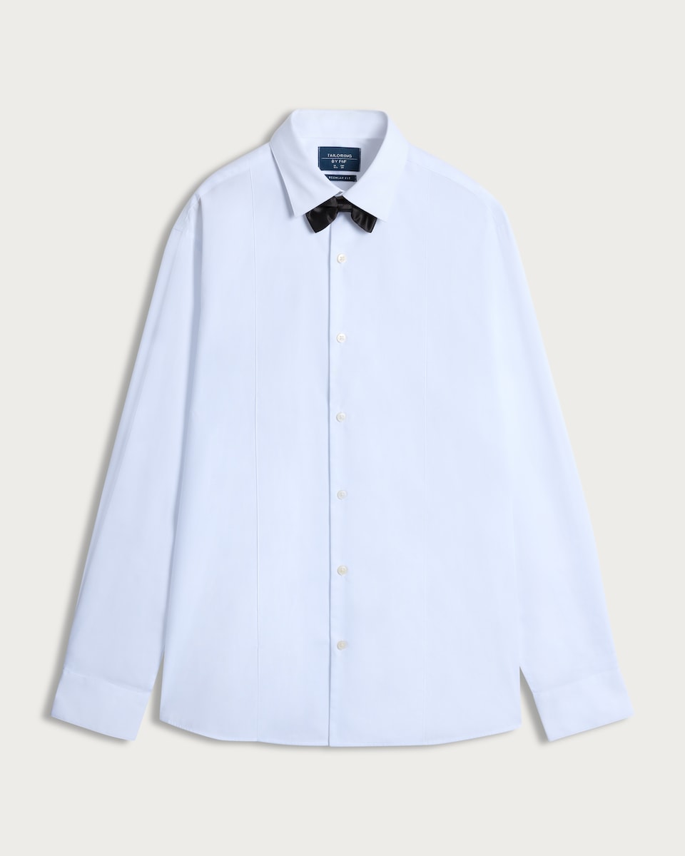 image 1 of F&F Regular Fit Formal Dinner Shirt and Bow Tie in White
