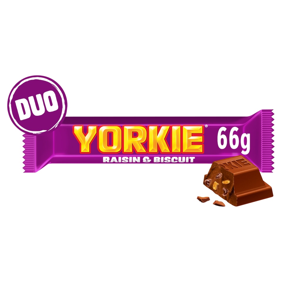 image 1 of Yorkie Raisin & Biscuit Duo Chocolate Bar 66g