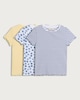 image 4 of F&F Girls 3-Pack Cotton Rich Ribbed Printed T-Shirts in Multi Yellow