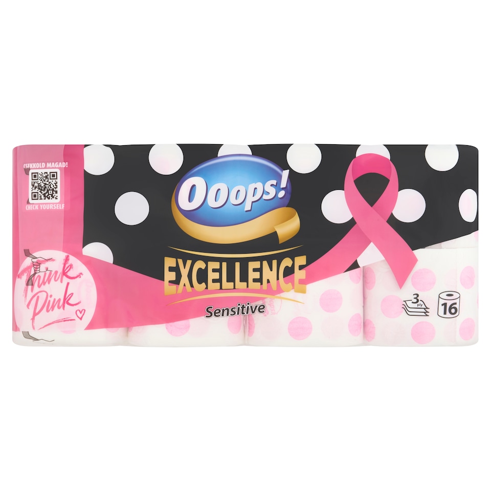 Ooops! Excellence Sensitive Think Pink toalettpapír 3 rétegű 16 tekercs