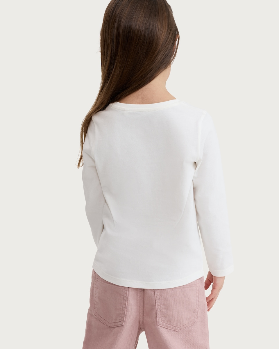 image 1 of F&F Girls Pure Cotton Galentines Cutie Long Sleeved Top in White