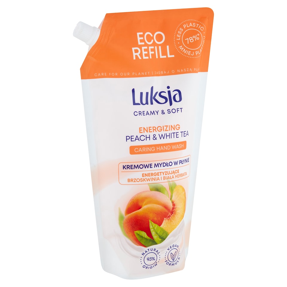 Luksja Creamy & Soft energizáló folyékony szappan utántöltő barackkal és fehér teával 900 ml