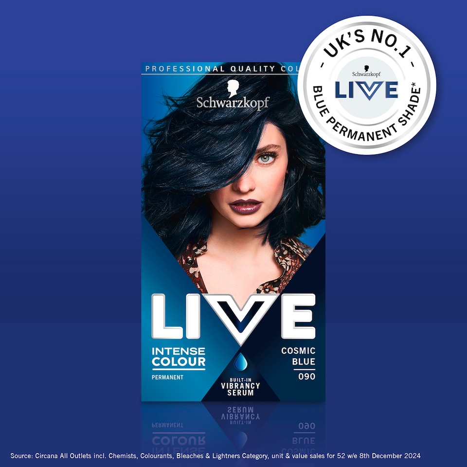 image 1 of Schwarzkopf Live Intense Colour Permanent Hair Dye - Cosmic Blue 090