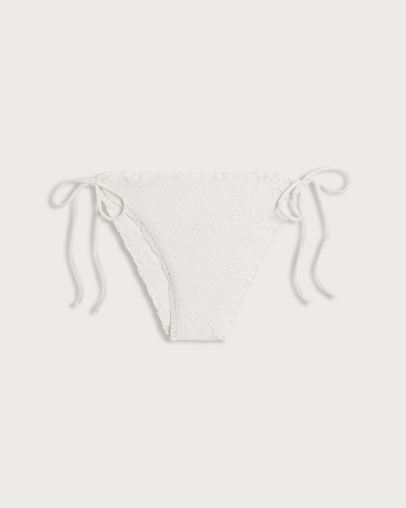 OH ME OH MY Tie Side Broderie Bikini Bottoms in White