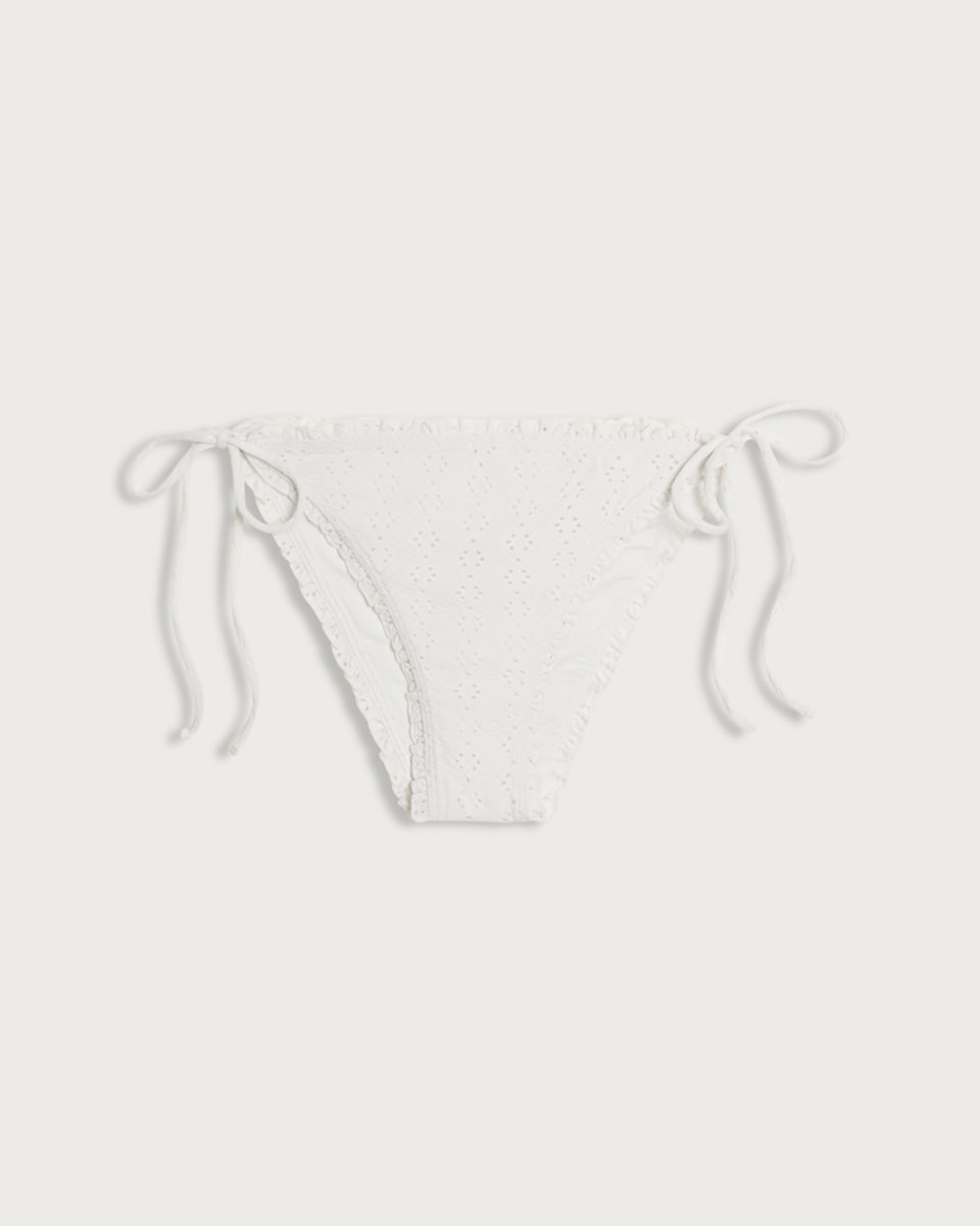 OH ME OH MY Tie Side Broderie Bikini Bottoms in White
