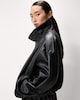 image 1 of F&F Faux Leather Funnel Neck Oversized Fit Jacket in Black