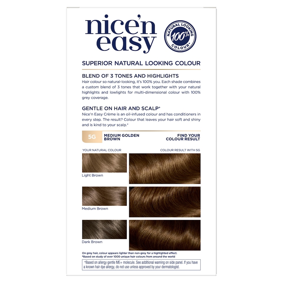 image 1 of Clairol Nice ‘N Easy Medium Golden Brown 5G Hair Dye