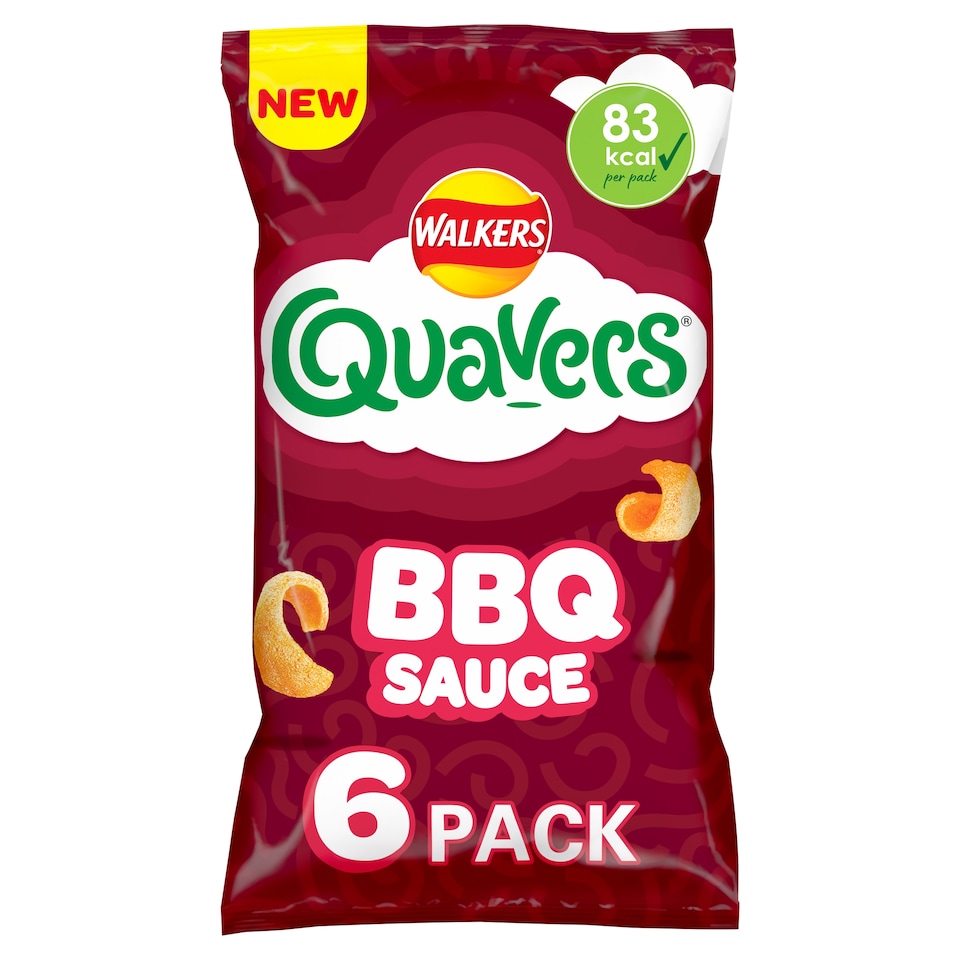 image 1 of Walkers Quavers BBQ Sauce Multipack Crisps 6x16g