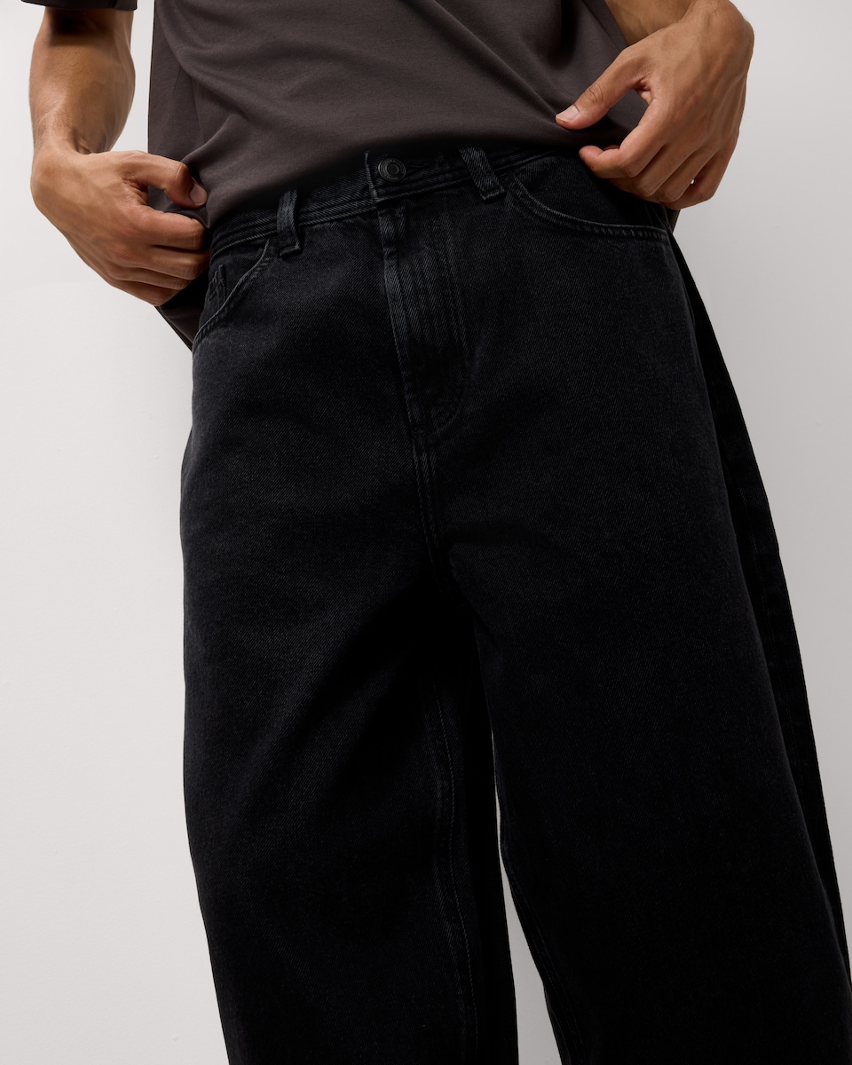 image 1 of F&F Barrel Leg Jeans in Black