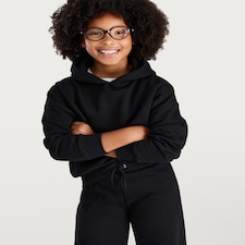 F&F Girls Cotton Rich Hooded Sweatshirt in Black