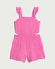 image 4 of F&F Girls Textured Ruffle Strap Playsuit in Pink