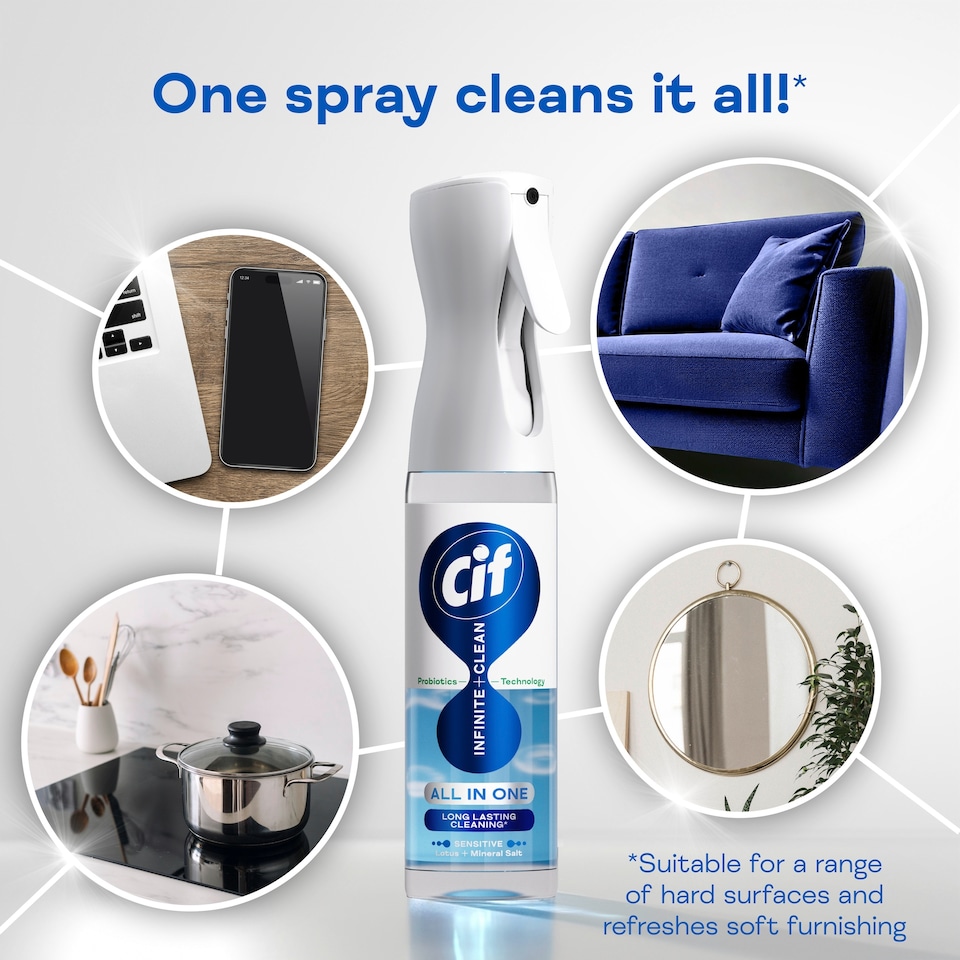 image 1 of Cif Infinite Clean All in One: Sensitive Lotus and Mineral Salts Reload 280ml