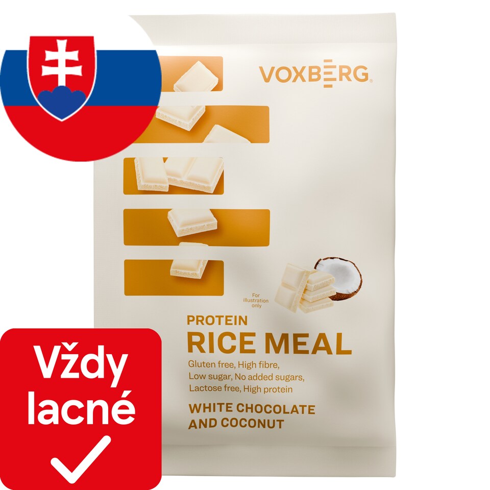 Voxberg Sypká zmes na prípravu ryžovej kaše s príchuťou bielej čokolády a so strúhaným kokosom 60 g