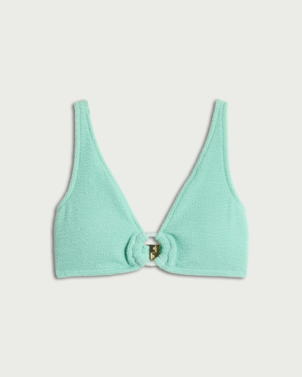 image 1 of F&F Textured Ring Accent Bikini Top in Mint