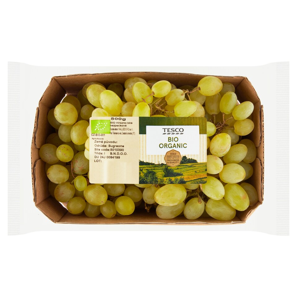 Tesco Organic Seedless White Grapes 500g
