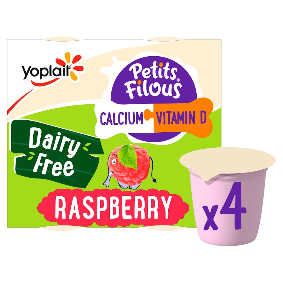 image 1 of Petits Filous Raspberry Dairy Free Kids Yoghurt Pots 4x95g