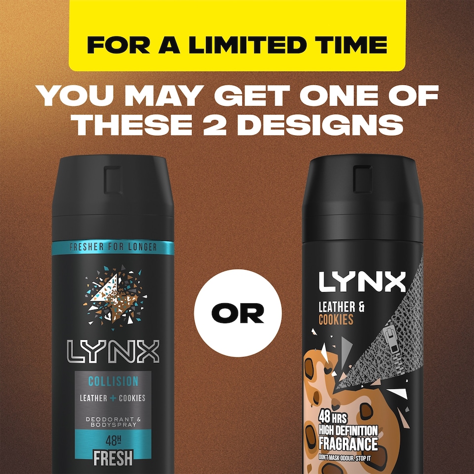 image 1 of Lynx Collision Leather & Cookies 48h Deodorant Bodyspray 150ml