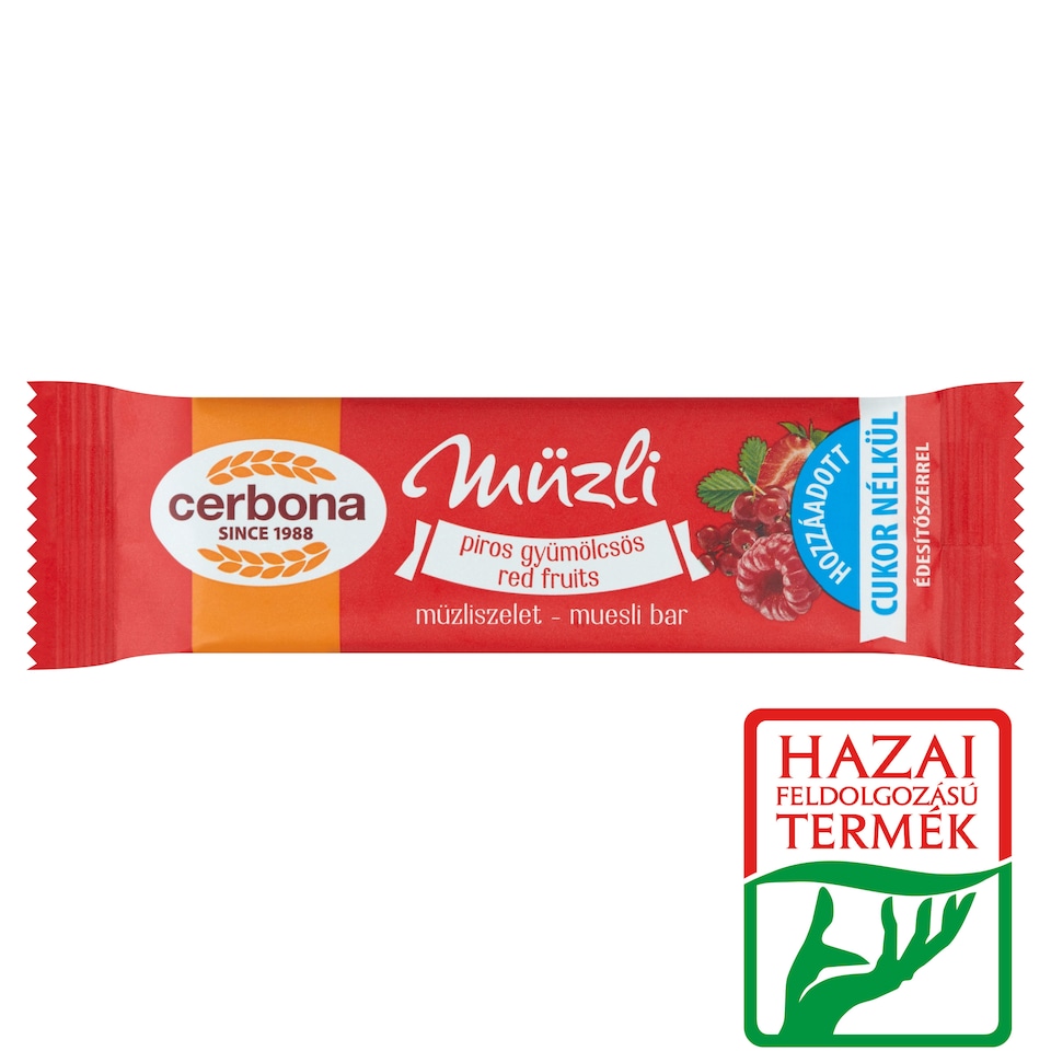 image 1 of Cerbona Red Fruits Muesli Bar with No Added Sugar and with Sweeteners 20 g