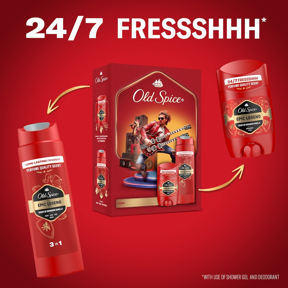 obrázok 1 z Old Spice Epic Legend Darčeková Súprava Pre Rockerov: Tuhý Dezodorant A Sprchový Gél