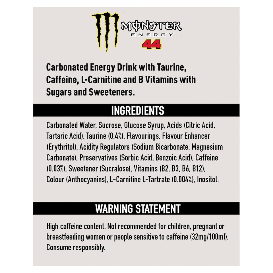 image 1 of Monster Lewis Hamilton Energy Drink 4X500ml