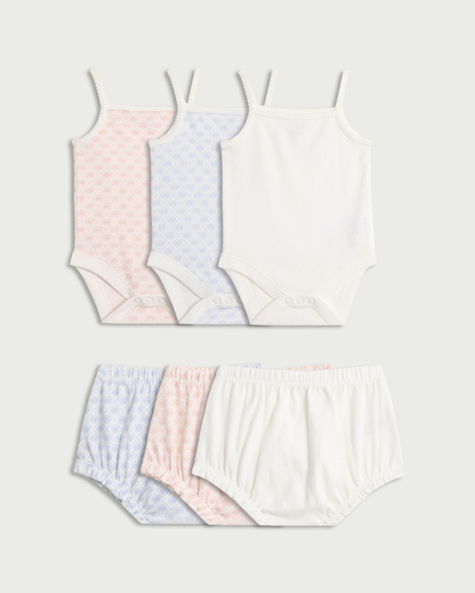 image 1 of F&F Baby 3-Pack Pure Cotton Vests and Bloomers Sets in White