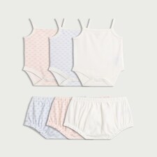 F&F Baby 3-Pack Pure Cotton Vests and Bloomers Sets in White