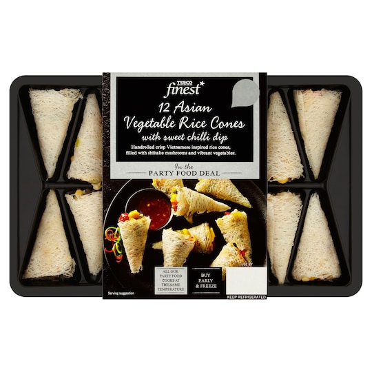 Tesco Finest 12 Vegetable Rice Cones, Sweet Chilli Dip 256G Tesco