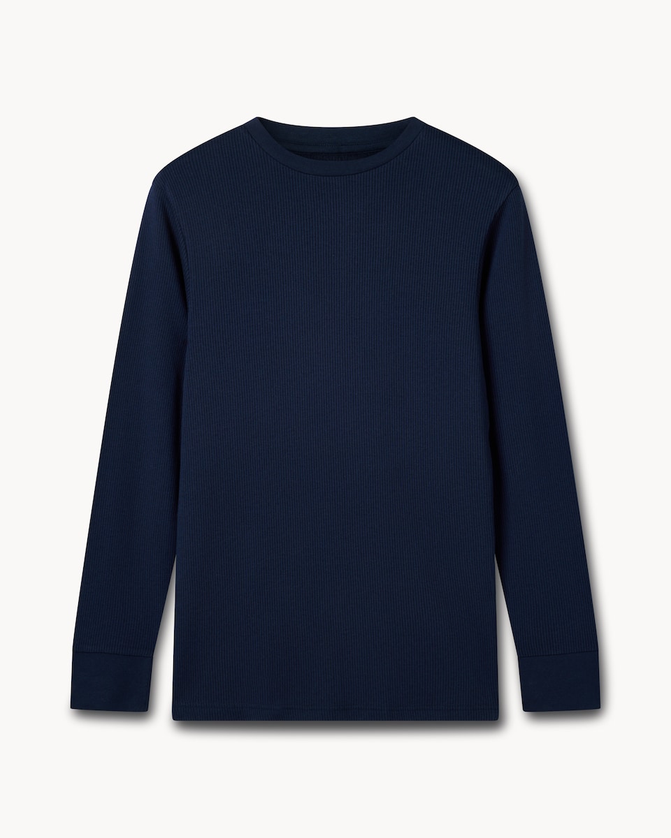 F&F WARMPLUS™ Medium Warmth Ribbed Thermal Long Sleeved Top in Navy