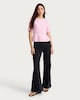 image 1 of F&F Ponte Seam Peplum Hem Top in Pink
