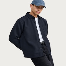 F&F  Textured Button Up Shacket in Navy