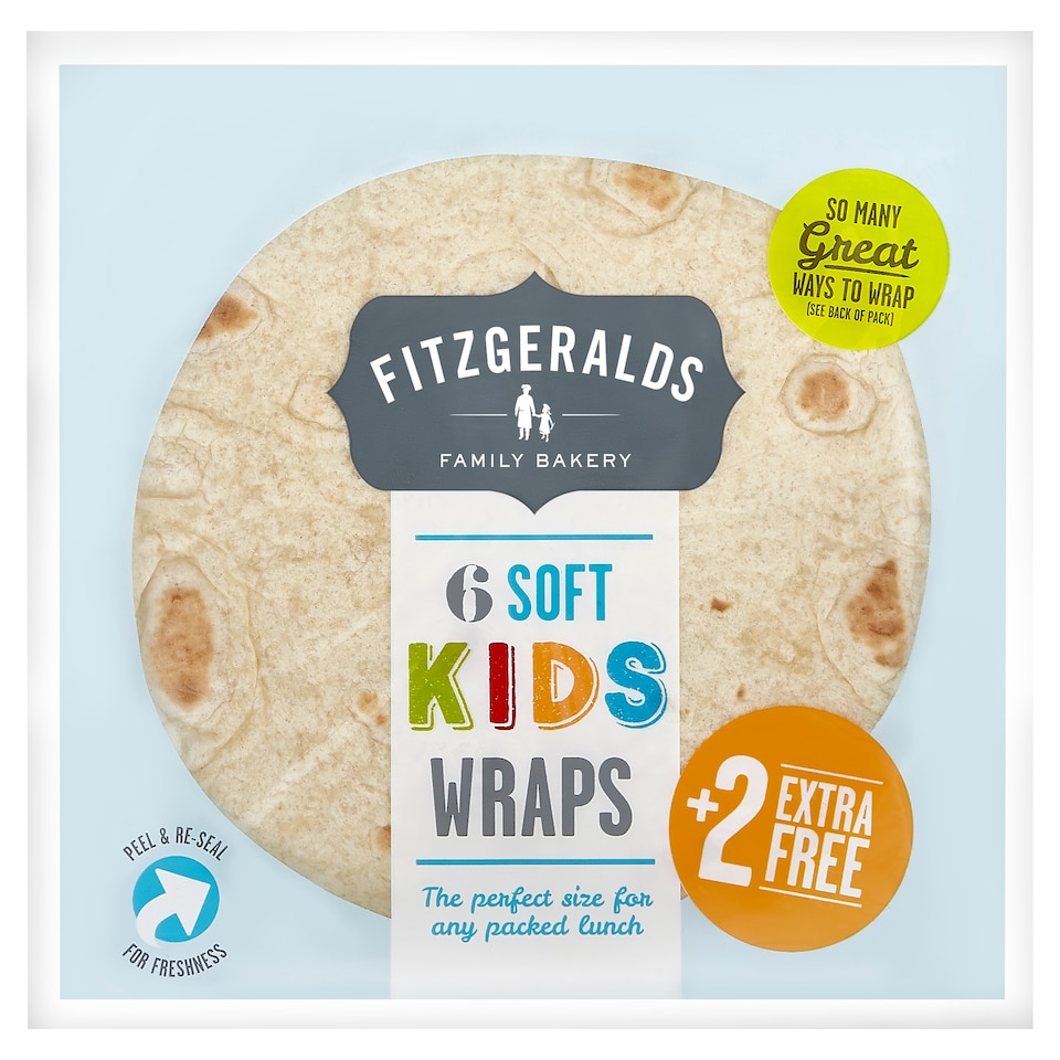 Fitzgeralds 6 Kids Wraps Plus 2 Free 320G