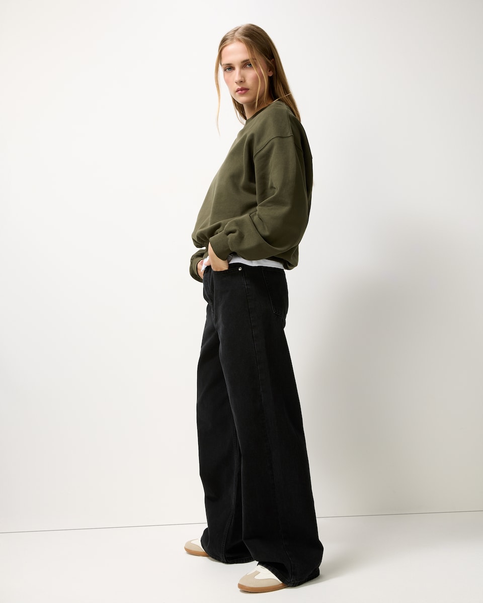 image 1 of F&F Cotton Rich Balloon Sleeved Sweatshirt in Green