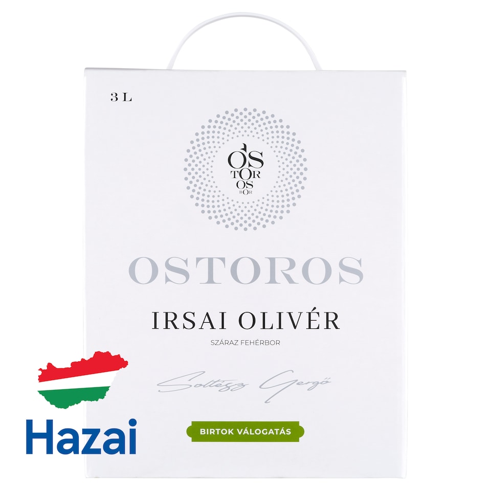 Ostorosbor Bag-In-Box Felső Magyarországi Irsai Olivér száraz fehérbor 11% 3 l  1. kép