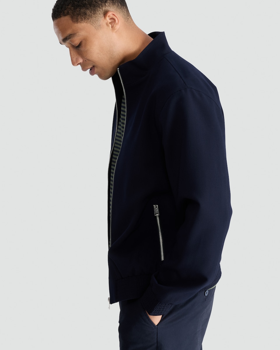 image 1 of F&F Zip-Through Harrington Jacket in Navy