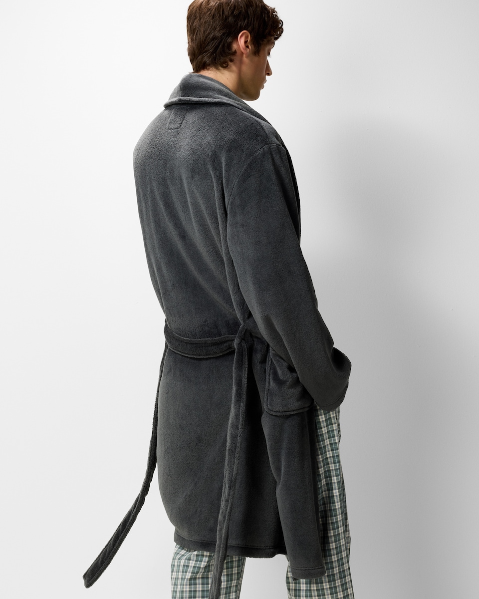 image 1 of F&F Fleece Dressing Gown in Grey