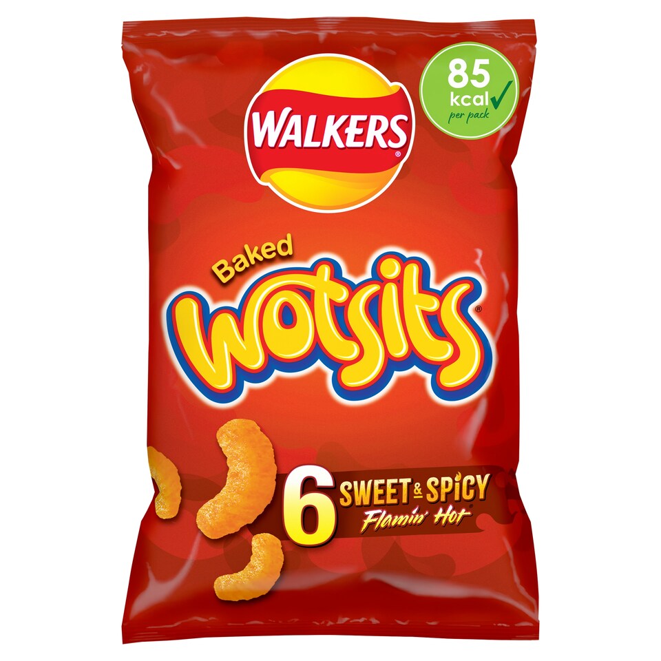 image 1 of Walkers Wotsits Flamin' Hot Multipack Crisps 6x16g
