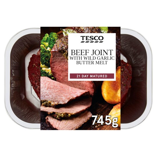 Tesco Beef Joint With Wild Garlic Butter 745G Tesco Groceries