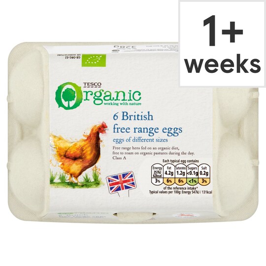 Tesco Organic Eggs Mixed Weight Box Of 6 (C) Tesco Groceries